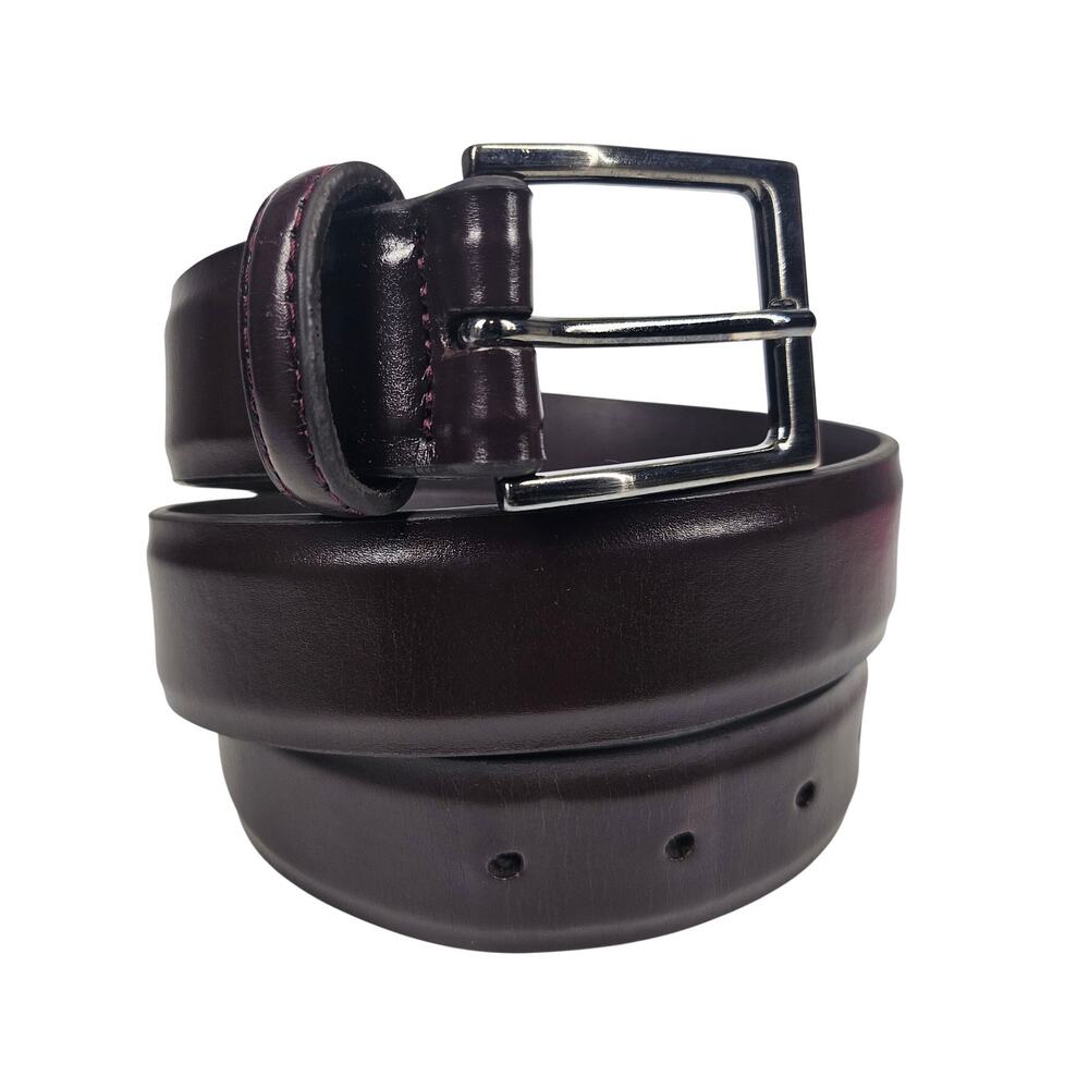 FLORSHEIM GENUINE LEATHER BELT – DARK BROWN – 37" LENGTH – FITS 30"–34"